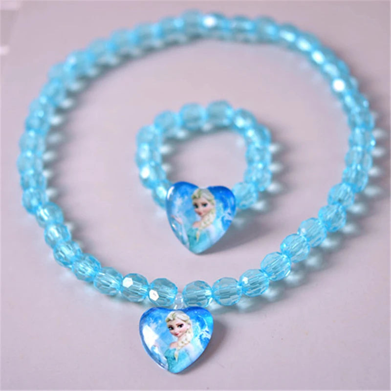 Adorable Cartoon Necklace and Bracelet Set for Girls - 2-Piece Bead Ensemble for Birthdays and Dress-Up Fun!