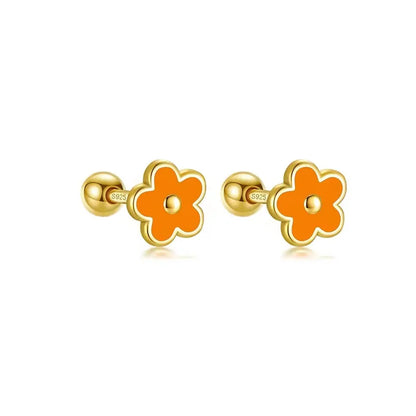 925 Sterling Silver Flower Screw Back Stud Earrings for Girls – Hypoallergenic Piercing Jewelry Gift | Simple & Elegant Kids Earrings 🌟