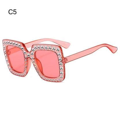 🌈 Sparkling Princess Kids Sunglasses – Oversized Rhinestone Shades with UV400 Protection | Colorful Square Sunglasses for Girls!