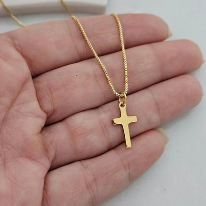 Personalised Gold Plated Cross Necklace for Kids – Custom Engraved Name Necklace for Boys & Girls | Christening, Baptism & Communion Gift.
