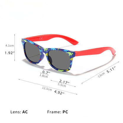 Kids UV400 Dinosaur Sunglasses – Cute Square Shades for Boys & Girls | Summer Outdoor Sun Protection!