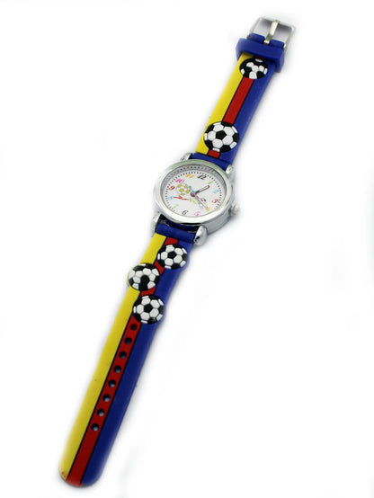 Cute Colorful Football Watch for Boys & Girls – Waterproof, Quartz Movement, Silicone Strap, Ideal Gift for Children!