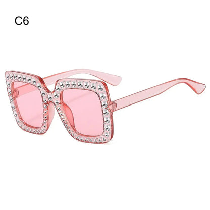 🌈 Sparkling Princess Kids Sunglasses – Oversized Rhinestone Shades with UV400 Protection | Colorful Square Sunglasses for Girls!