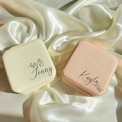 Personalised Square Jewellery Box | Travel Jewellery Case & Organiser | Custom Bridesmaid, Birthday & Mother’s Day Gift!