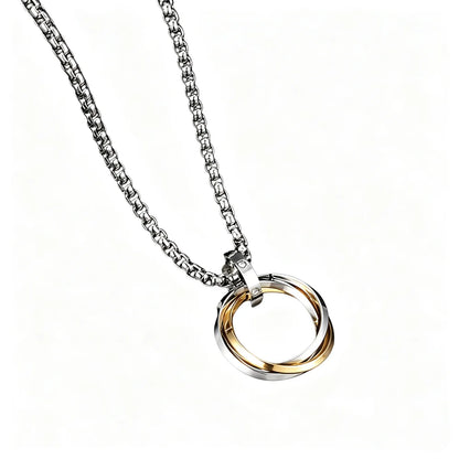 Titanium Steel Three Interlocking Rings Pendant Necklace | Hip-Hop Personality Necklace | Trendy Boys & Teens Fashion Jewellery!