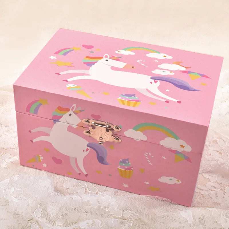 Whimsical Melodies: Spinning Pony Hand-Cranked Music Jewelry Box - A Cute Little Girl's Gift!