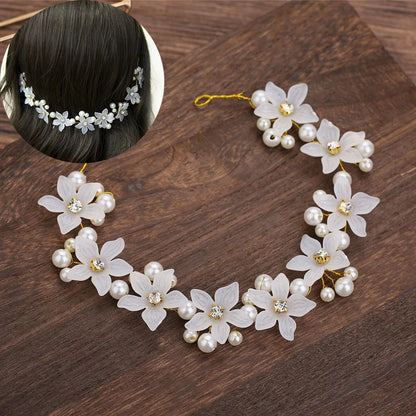 Girls Crystal Baptism Headband – Pearl Beaded Flower Confirmation Hair Band, Elegant Flower Girl Headpiece & Special Occasion Hair Jewellery
