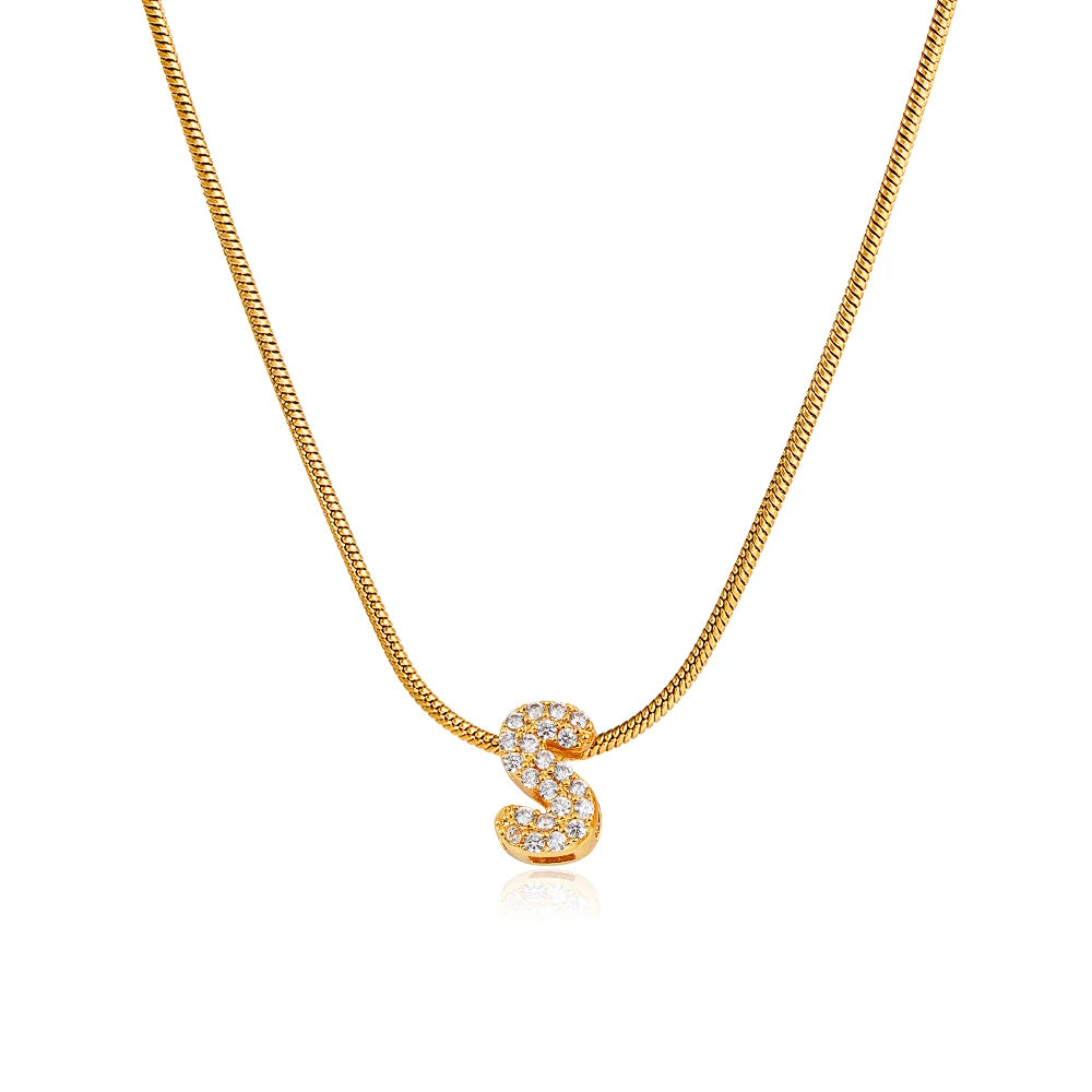 Small Initial Letter Pendant Necklace | Unisex Zircon Alphabet Necklace Jewellery!