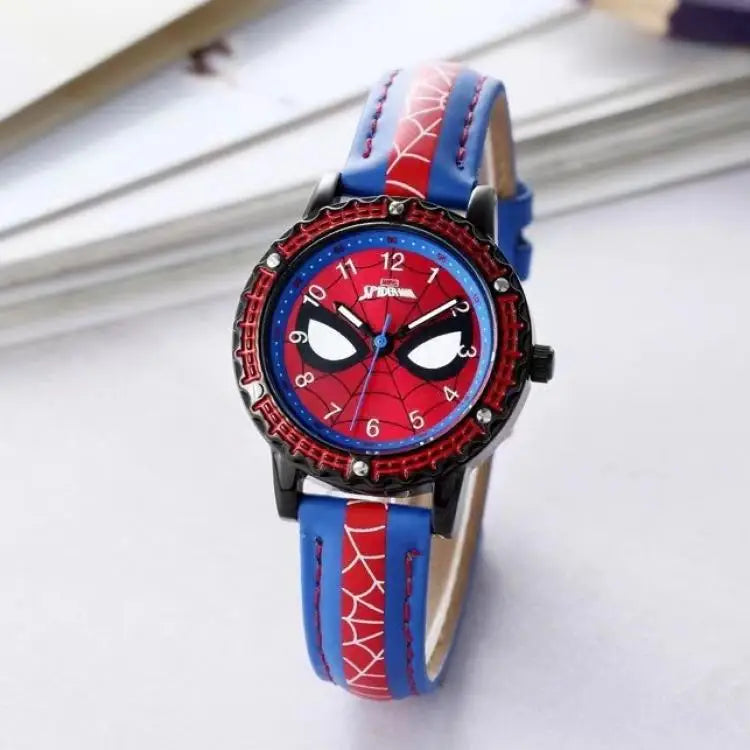 Spiderman Kids Wristwatch – Waterproof Quartz Watch with Luminous Hands & Leather Band | Unisex Gift for Ages 6–12!