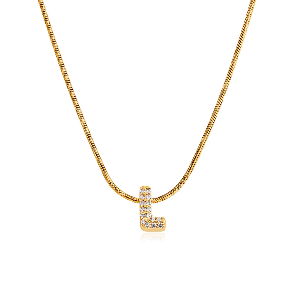Small Initial Letter Pendant Necklace | Unisex Zircon Alphabet Necklace Jewellery!