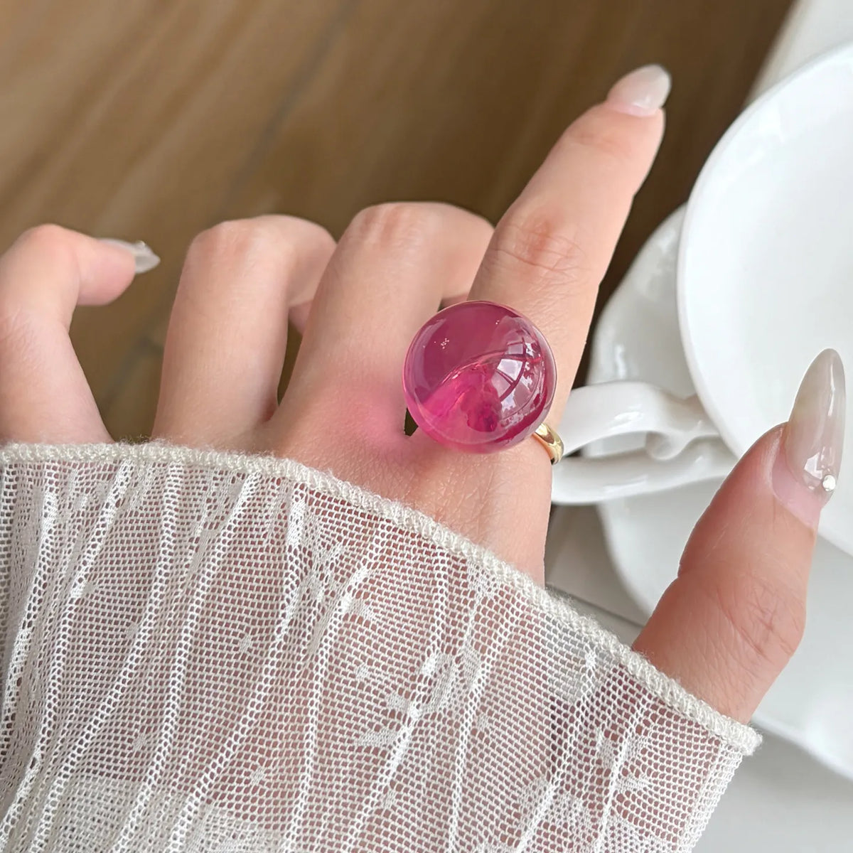 Candy Design Round Ball Ring for Teen Girls | Adjustable Finger Ring | Colourful Fashion Jewellery Gift!