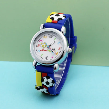 Cute Colorful Football Watch for Boys & Girls – Waterproof, Quartz Movement, Silicone Strap, Ideal Gift for Children!