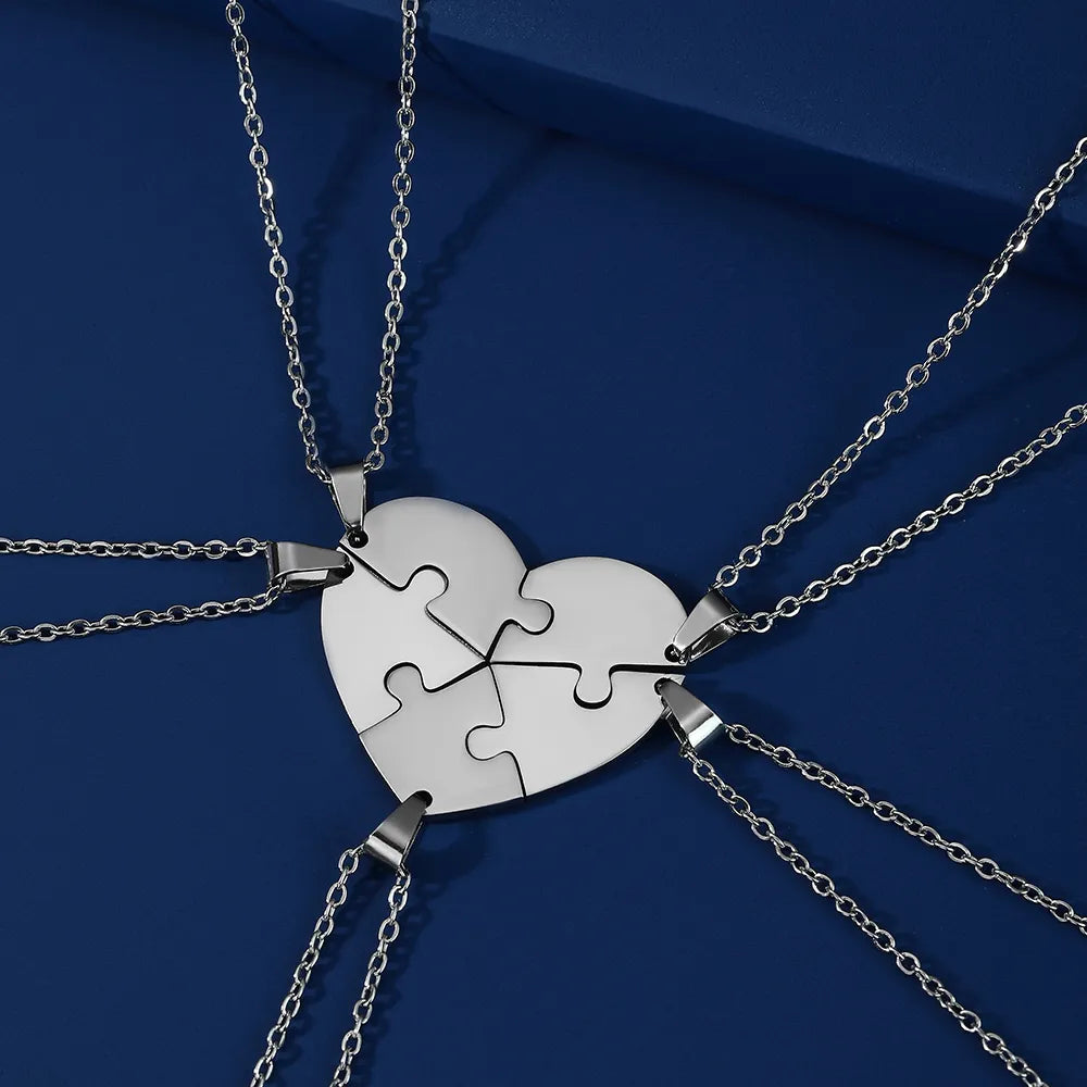 Personalized Heart Puzzle Necklace: Engraved Names Split Heart Pendant! - Kids Jewellery Shop