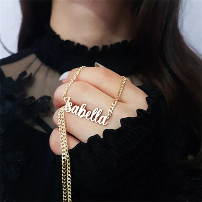 Personalised Gold Plated Name Necklace | Stainless Steel 5mm Cuban Chain Pendant | Birthday & Special Occasion Gift!