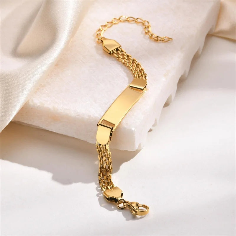 Personalized Baby ID Bracelet – Custom Engraved Name & Date | Gold Plated Stainless Steel Bracelet for Little Boys & Girls | Keepsake Gift!