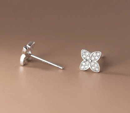 Crystal 4-Leaf Flower Stud Earrings | Hypoallergenic Jewellery for Girls & Women!