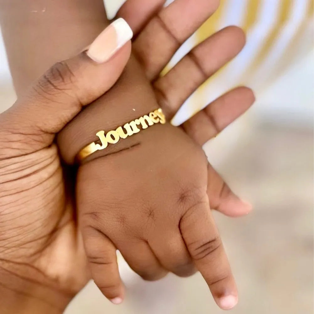 Golden Moments: Custom Name Bangles for Kids - Personalized Elegance in Stainless Steel