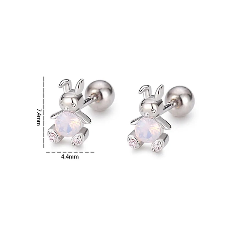 Hop into Happiness: 925 Sterling Silver Cute Rabbit Earrings - Adorable Accessories for Girls, Teens, and Women!