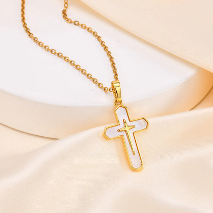 ✨ 14K Gold Plated Cross Pendant Necklace for Girls – Dainty Religious Faith Necklace!