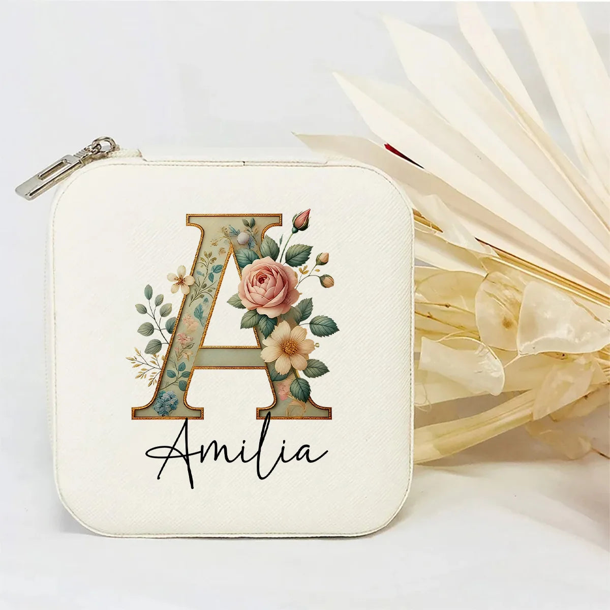 Personalised Initial Letter Jewellery Box | Portable Zipper Travel Jewellery Case | Custom Gift for Girls, Bridesmaids & Birthdays!