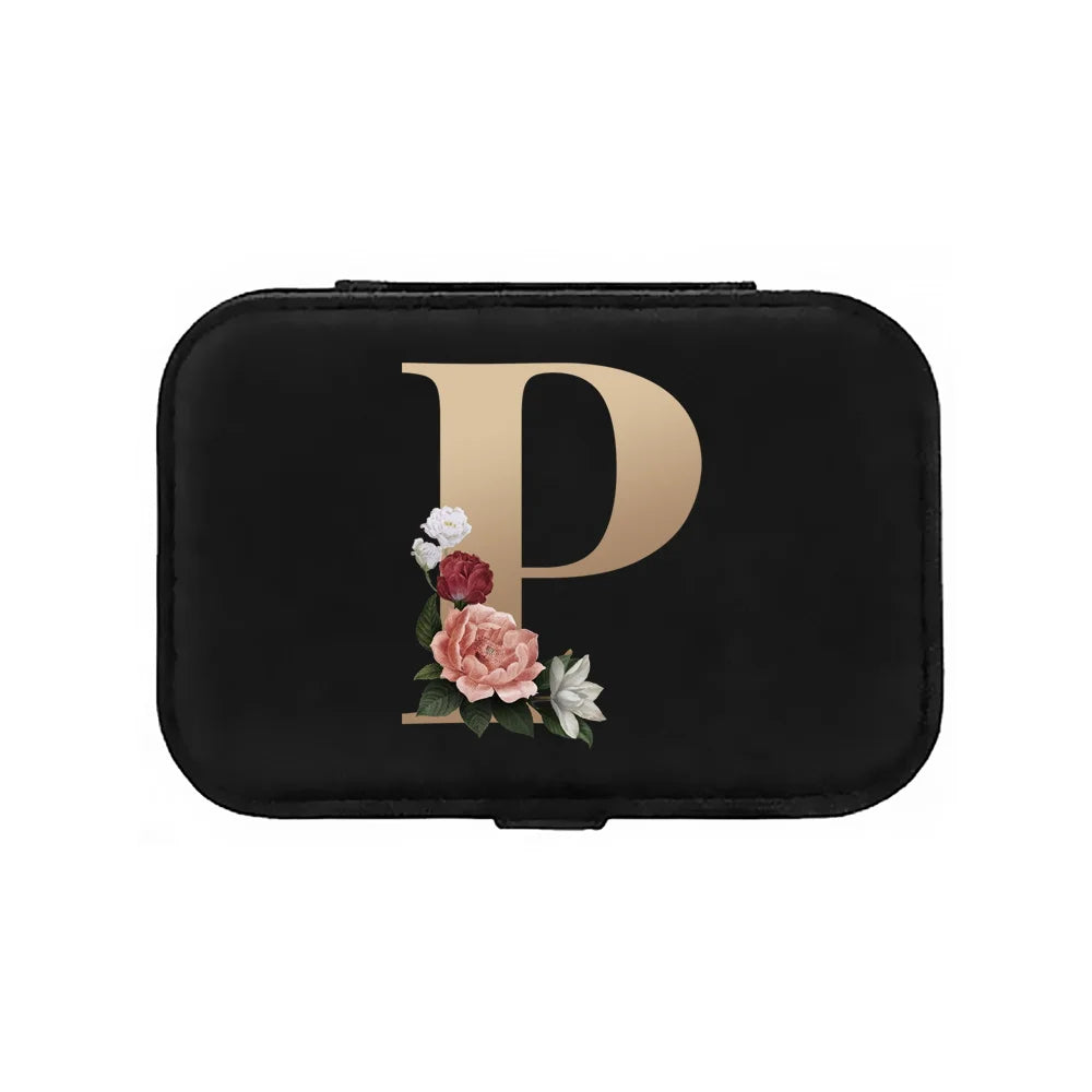 Elegant Personalized Golden Letters Flower Jewellery Case: Your Ultimate Organizational Luxury!