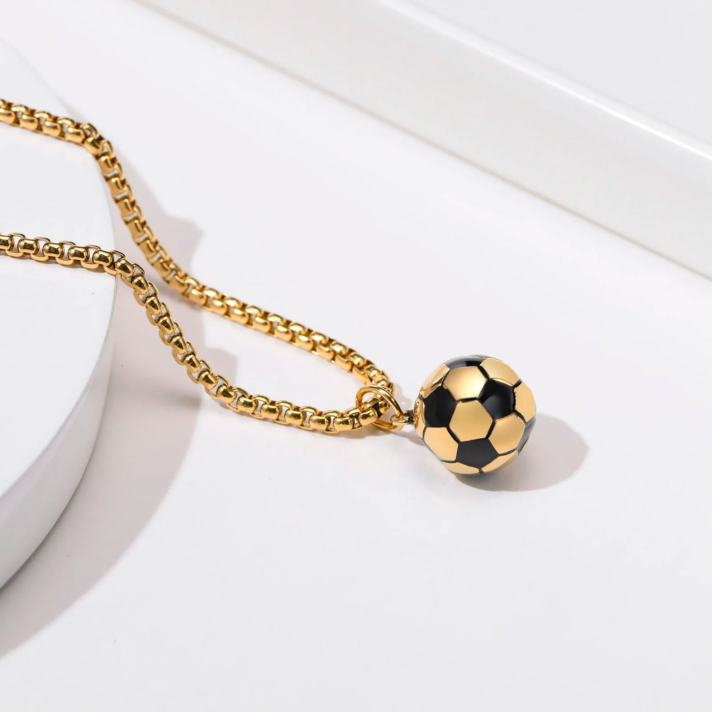 Solid Stainless Steel 3D Football Pendant Necklace for Boys | Soccer Sports Jewellery Birthday Gift!