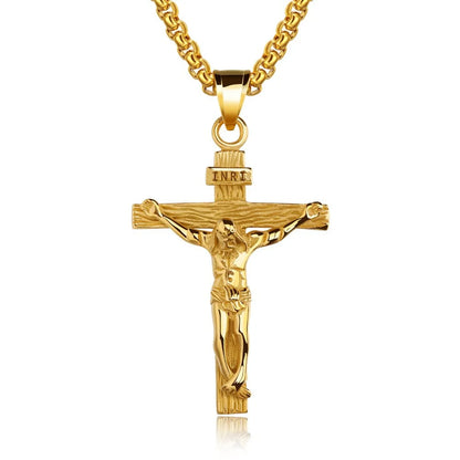Trendy 18K Gold Plated Crucifix Cross Pendant Necklace for Boys & Girls | Religious Jewellery Gift for Kids