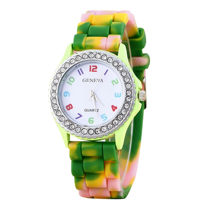 Girls’ Camouflage Bling Quartz Watch| Cool Casual Silicone Wristwatch for Teens & Kids