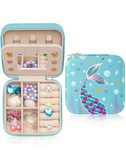 ✨ Kids Travel Jewelry Box with Mirror – Cute Unicorn & Mermaid Design | Portable Jewelry Case for Girls | Birthday & Friendship Gift 🎁