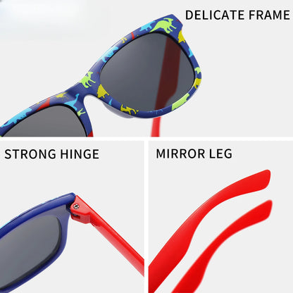 Kids UV400 Dinosaur Sunglasses – Cute Square Shades for Boys & Girls | Summer Outdoor Sun Protection!