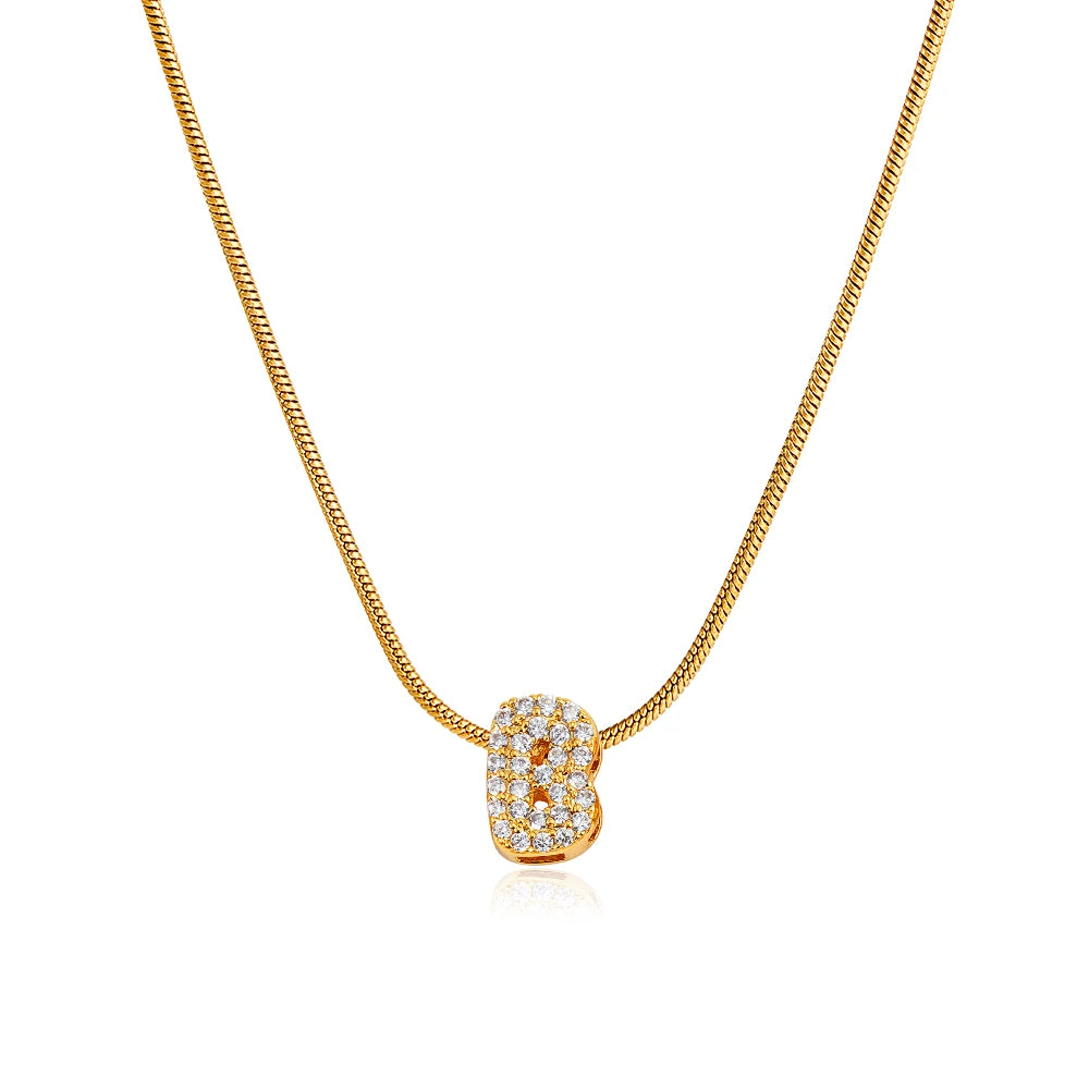 Small Initial Letter Pendant Necklace | Unisex Zircon Alphabet Necklace Jewellery!