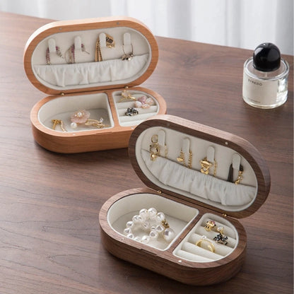 Delicate Walnut Wooden Jewelry Box 🌿 | Elegant Ring, Earring & Necklace Storage Organizer for Girls & Women!
