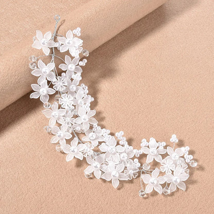Girls Crystal Baptism Headband – Pearl Beaded Flower Confirmation Hair Band, Elegant Flower Girl Headpiece & Special Occasion Hair Jewellery
