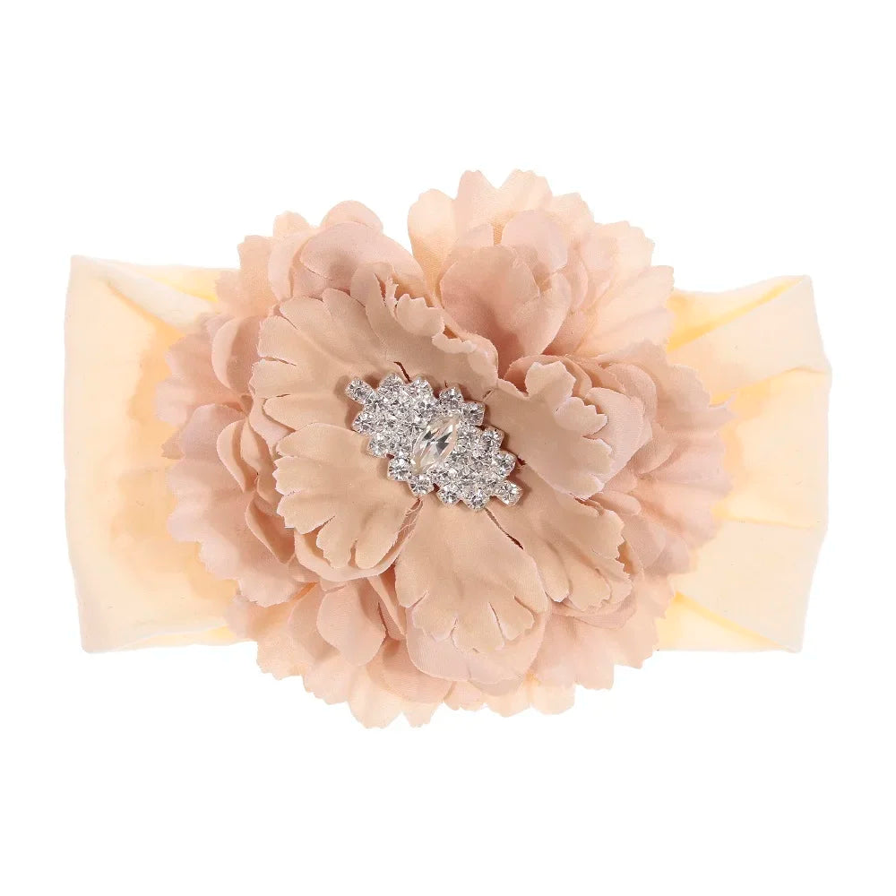 Baby Girls Pearl Flower Lace Headbands | New-born & Toddler Soft Elastic Hair Accessories!