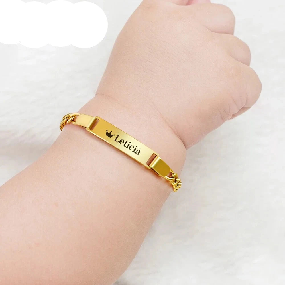 Custom Stainless Steel Baby Name ID Bracelet: The Perfect Personalized Gift!