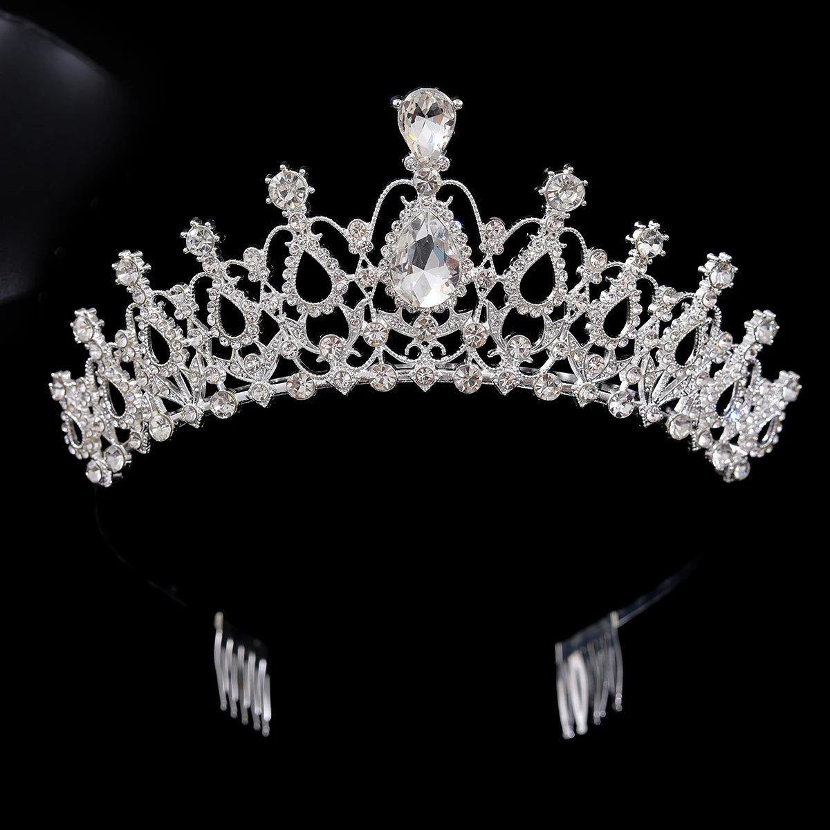 Silver Crystal Tiara with Combs for Girls & Teenagers – Sparkling Princess Crown Hair Accessory for Proms, Pageants, Birthdays & Weddings.