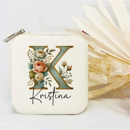 Personalised Initial Letter Jewellery Box | Portable Zipper Travel Jewellery Case | Custom Gift for Girls, Bridesmaids & Birthdays!