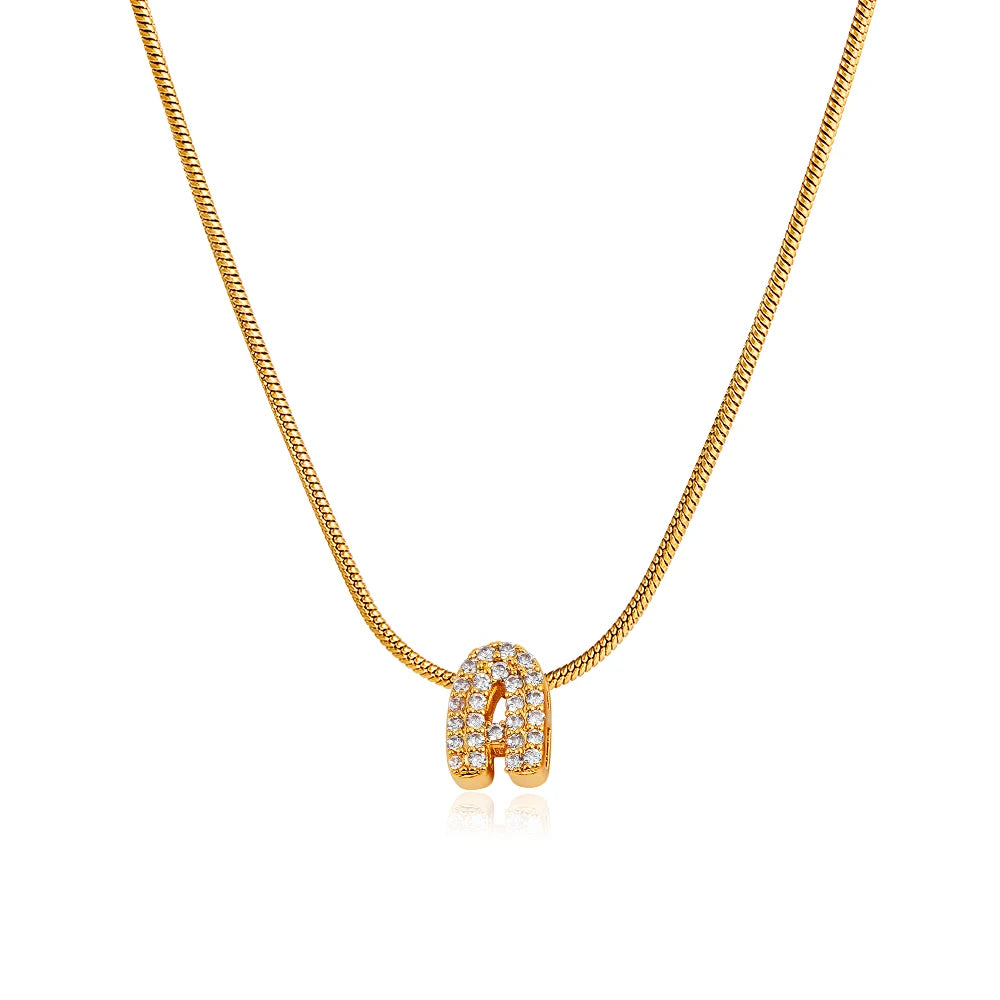 Small Initial Letter Pendant Necklace | Unisex Zircon Alphabet Necklace Jewellery!