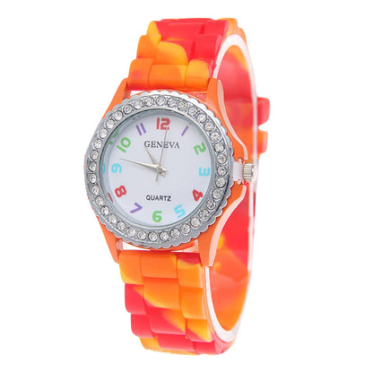 Girls’ Camouflage Bling Quartz Watch| Cool Casual Silicone Wristwatch for Teens & Kids