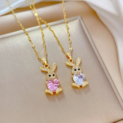 Cute Rabbit Crystal Jewelry Set for Girls 🐇 | Necklace & Earrings with Shiny Austrian Crystals | Birthday Gift Set 🎁