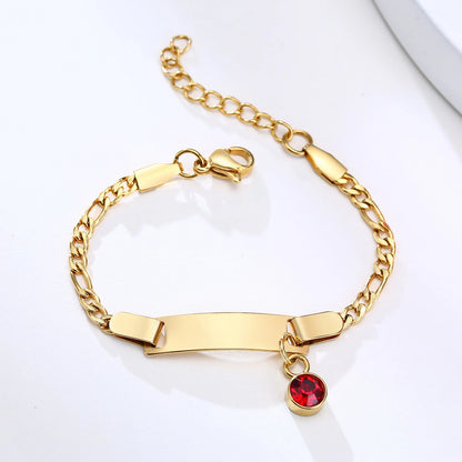 Celebrate Milestones: Engravable Link Chain Bracelet with Name Birth Date Plate!