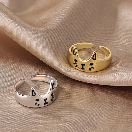 Vintage Cat Open Ring for Teen Girls & Boys | Cute Animal Finger Ring Fashion Jewellery Gift!
