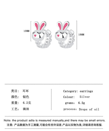 Cute 925 Sterling Silver Rabbit Hoop Earrings for Everyday Wear - Charming Jewelry for Girls, Teens, and Women, Anti-Allergic Delight! - Kids Jewellery Shop