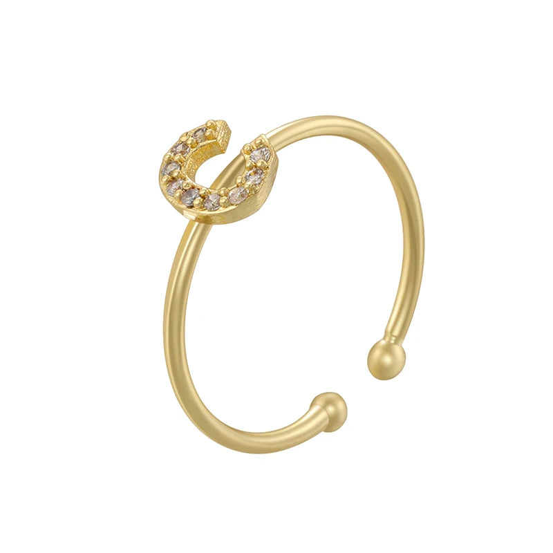 A-Z Initial Letter Zircon Ring for Boys & Girls | Adjustable Gold Alphabet Ring | Unisex Kids & Teen Jewellery Gift!