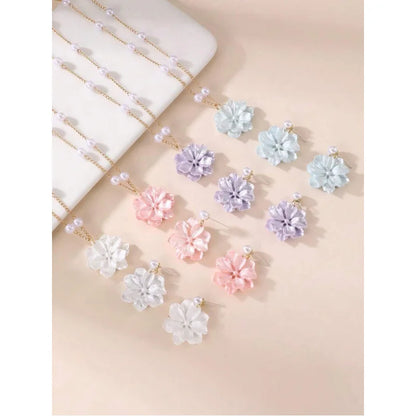 Girls Floral Jewellery Set | 3-Piece Flower Earrings & Pendant Necklace Set | Teen Girls Jewellery Gift.