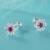 Blooming Beauty: Girls' Real 925 Sterling Silver Zircon Flower Stud Earrings - Exquisite Fine Jewelry Gift!