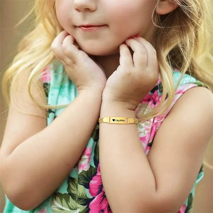 Personalized Baby ID Bracelet – Custom Engraved Name & Date | Gold Plated Stainless Steel Bracelet for Little Boys & Girls | Keepsake Gift!