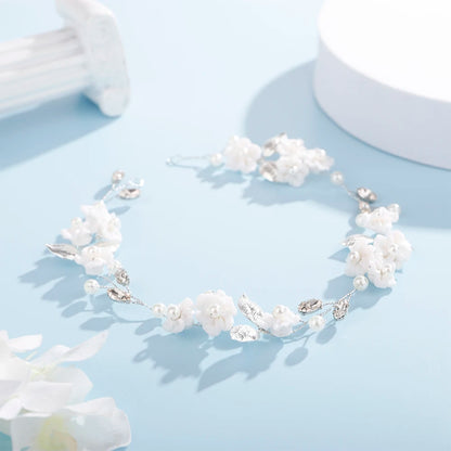 Handmade Floral Rhinestone and Pearl Communion Headpiece | Flower Girl, Baptism & Bridesmaid Hair Accessory