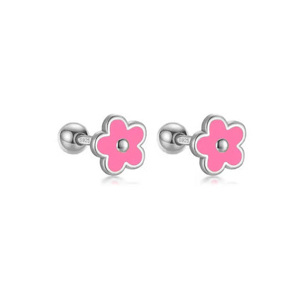 925 Sterling Silver Flower Screw Back Stud Earrings for Girls – Hypoallergenic Piercing Jewelry Gift | Simple & Elegant Kids Earrings 🌟