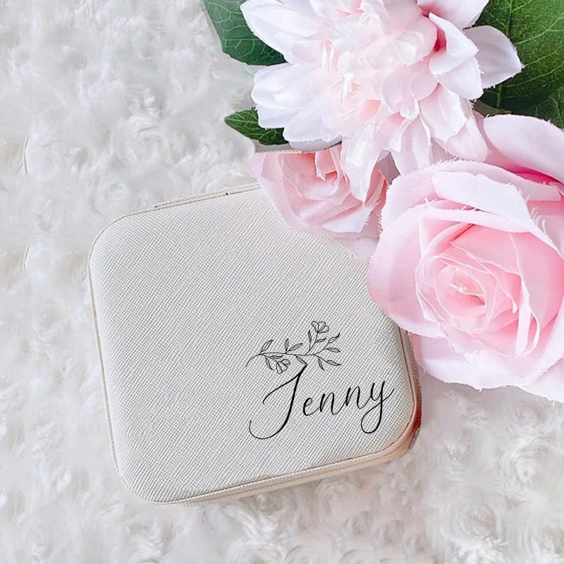 Personalised Square Jewellery Box | Travel Jewellery Case & Organiser | Custom Bridesmaid, Birthday & Mother’s Day Gift!